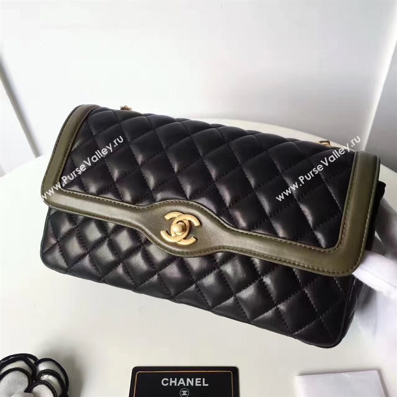 Chanel lambskin tri classic flap black shoulder bag 6225