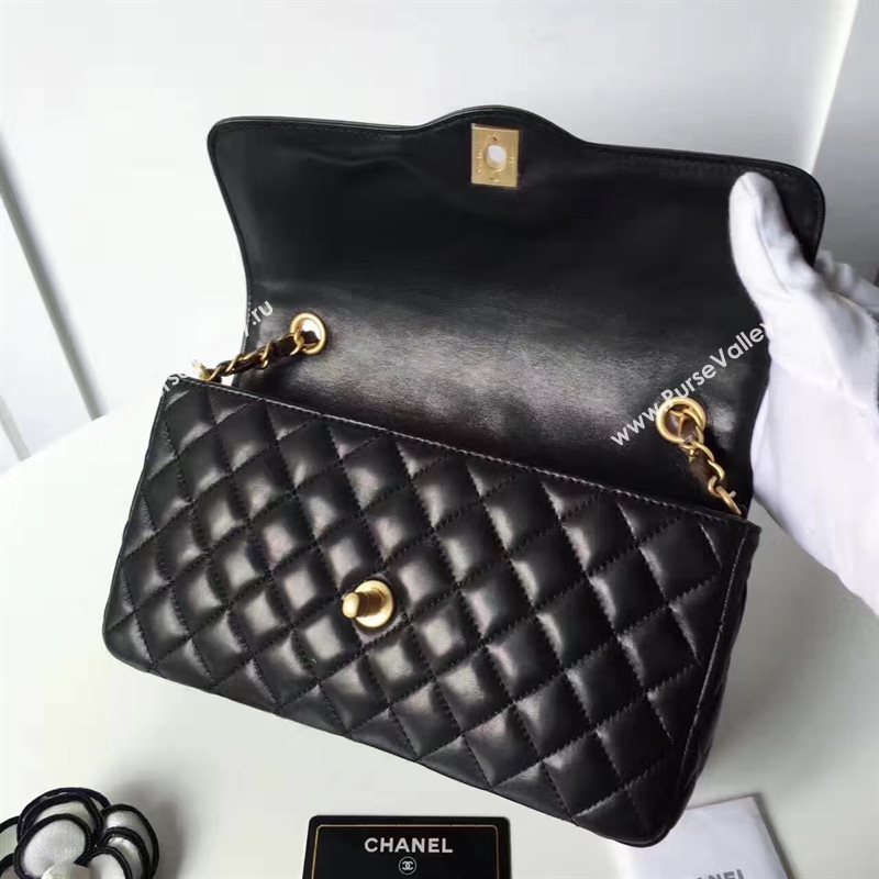Chanel lambskin tri classic flap black shoulder bag 6225