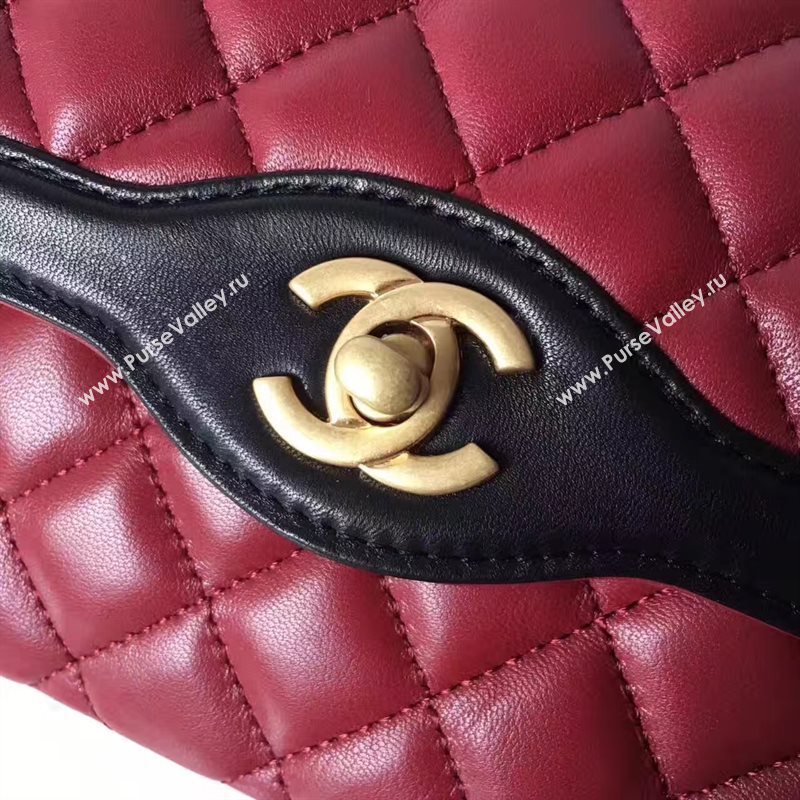 Chanel lambskin tri classic flap wine shoulder bag 6226
