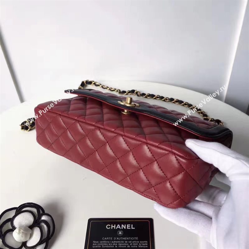 Chanel lambskin tri classic flap wine shoulder bag 6226