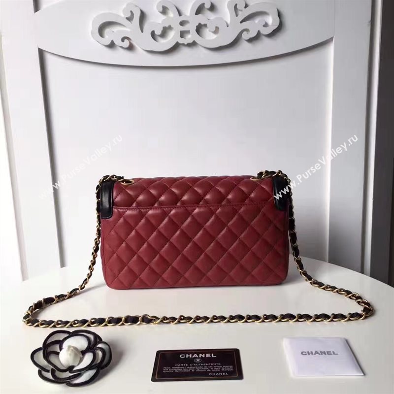 Chanel lambskin tri classic flap wine shoulder bag 6226
