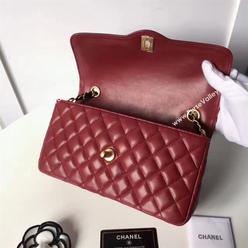 Chanel lambskin tri classic flap wine shoulder bag 6226