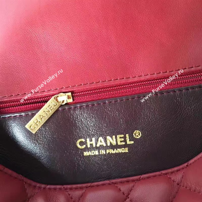 Chanel lambskin tri classic flap wine shoulder bag 6226