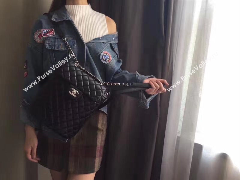 Chanel lambskin black backpack bag 6227
