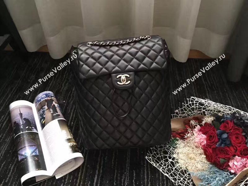Chanel lambskin black backpack bag 6227