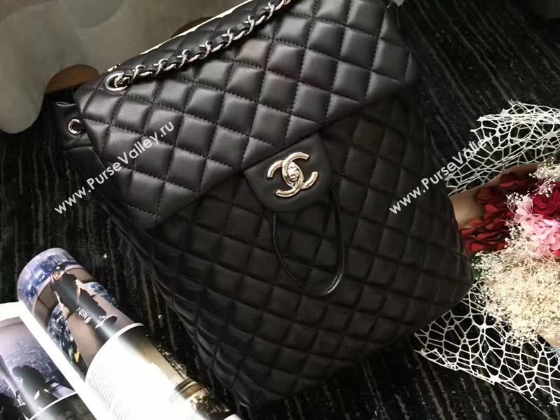 Chanel lambskin black backpack bag 6227