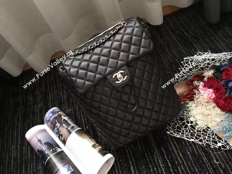 Chanel lambskin black backpack bag 6227