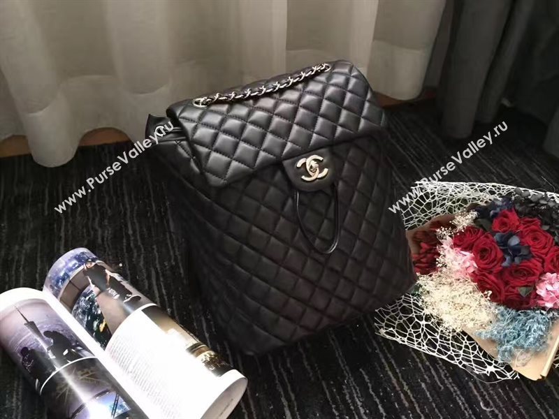 Chanel lambskin black backpack bag 6227