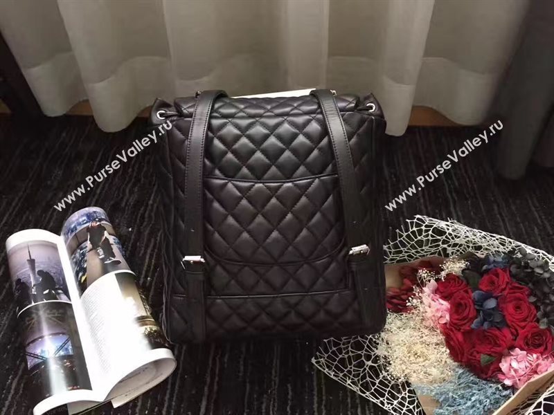 Chanel lambskin black backpack bag 6227