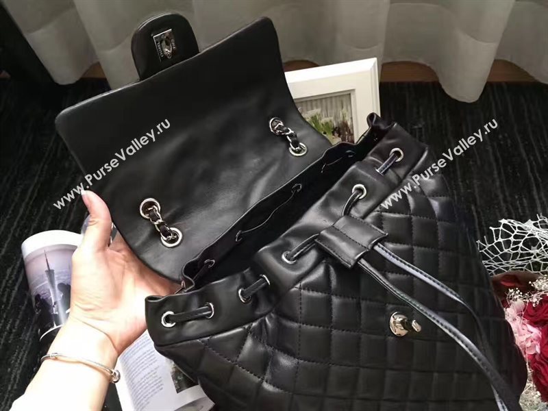 Chanel lambskin black backpack bag 6227