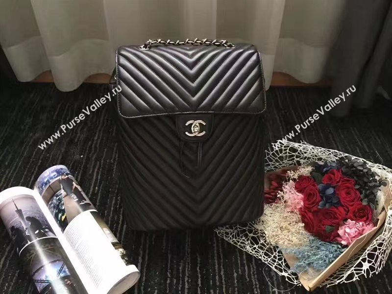 Chanel lambskin V black backpack bag 6228