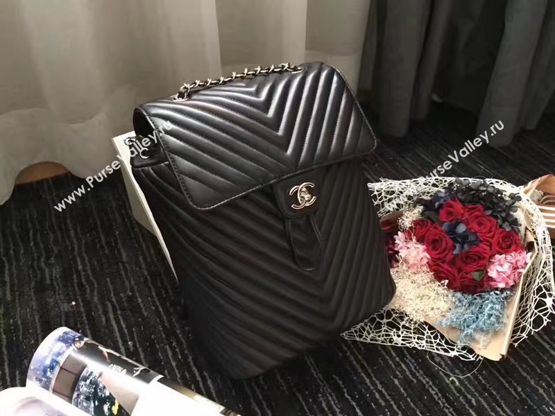 Chanel lambskin V black backpack bag 6228