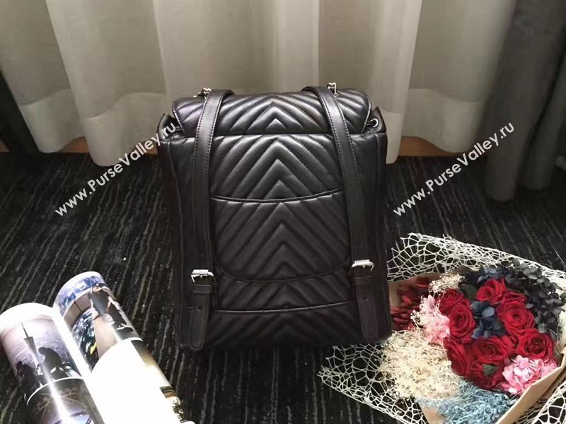 Chanel lambskin V black backpack bag 6228