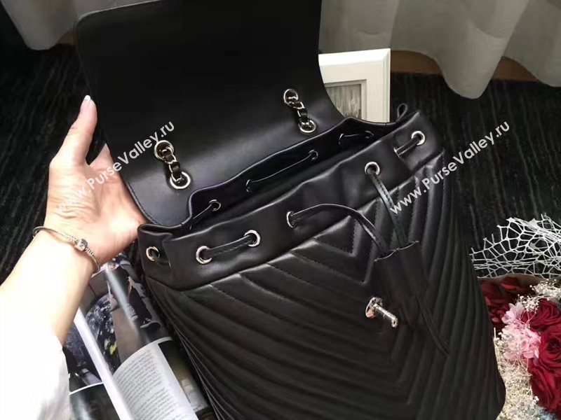 Chanel lambskin V black backpack bag 6228