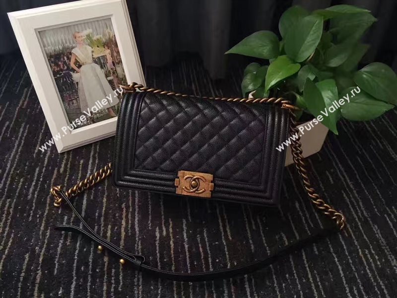 Chanel A67086 caviar lambskin medium le black boy bag 6231