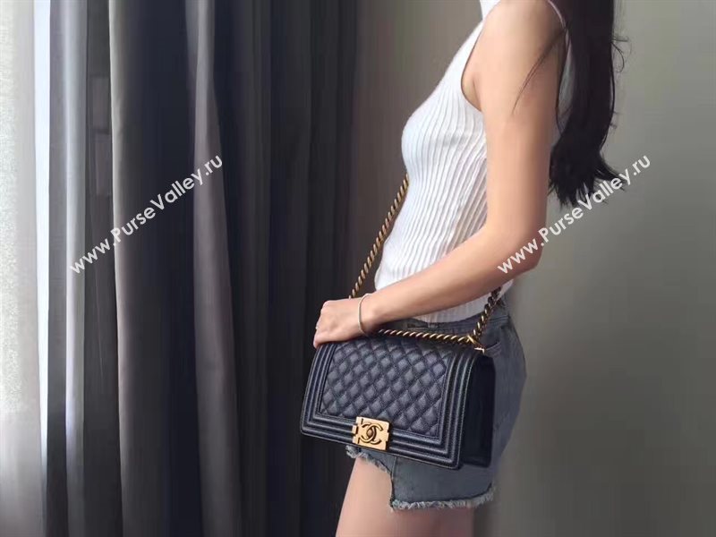 Chanel A67086 caviar lambskin medium le black boy bag 6231