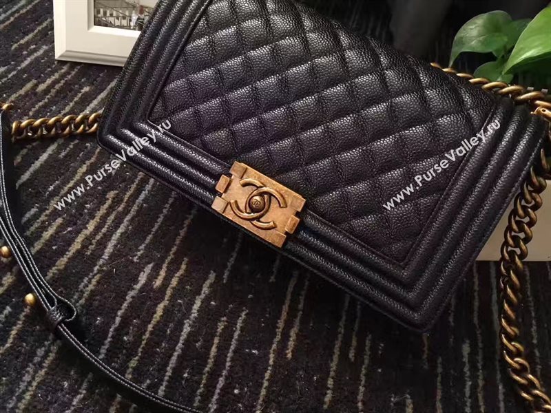 Chanel A67086 caviar lambskin medium le black boy bag 6231