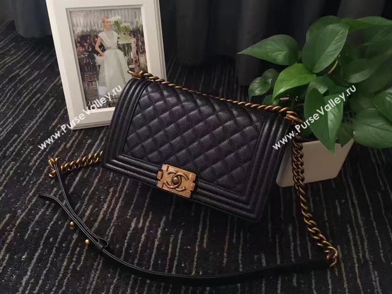 Chanel A67086 caviar lambskin medium le black boy bag 6231