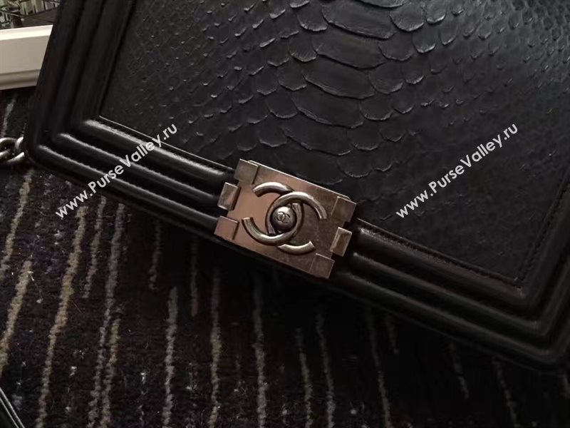 Chanel python medium le boy handbag black bag 6233