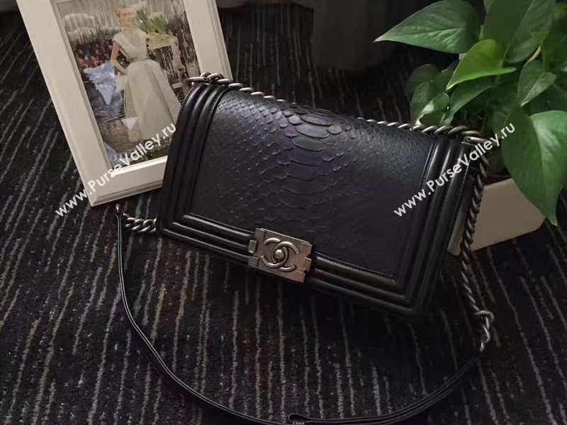 Chanel python medium le boy handbag black bag 6233