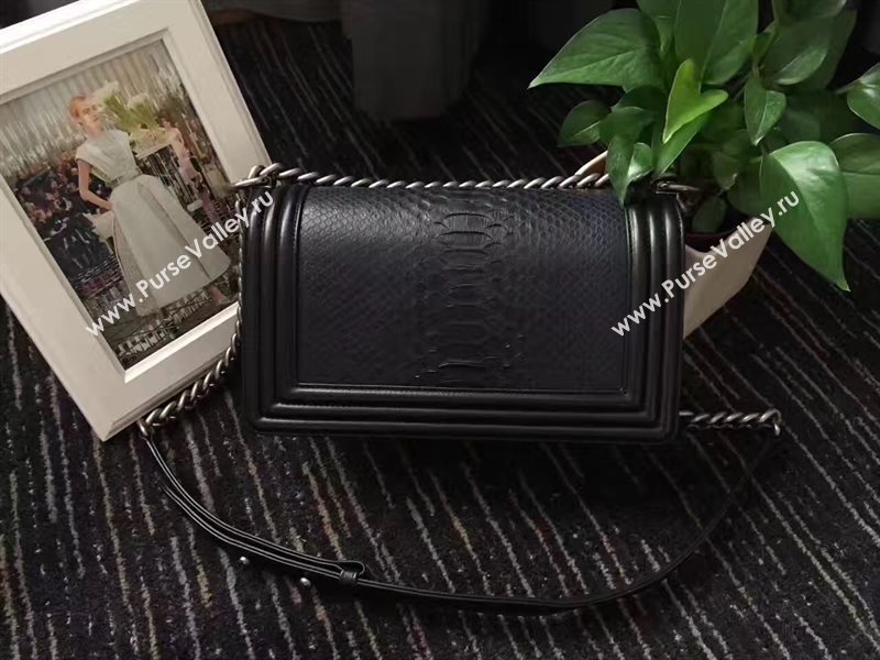 Chanel python medium le boy handbag black bag 6233