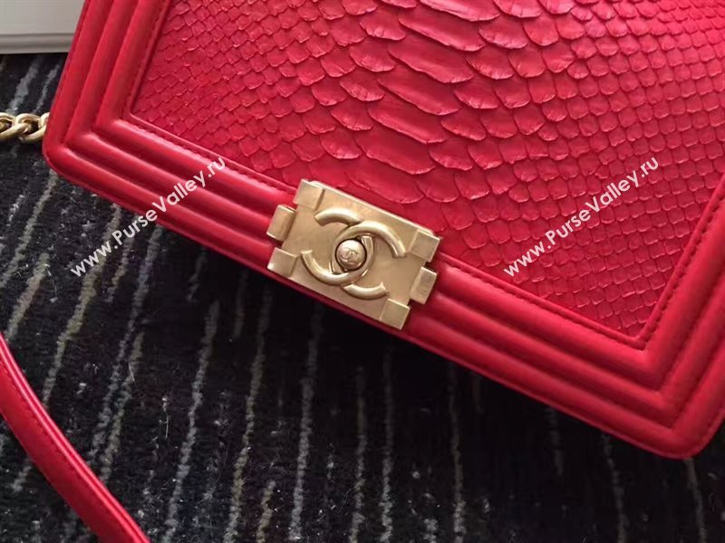 Chanel python medium le boy handbag red bag 6234