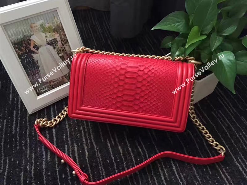 Chanel python medium le boy handbag red bag 6234