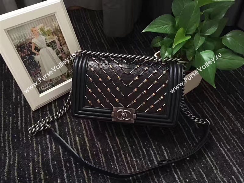 Chanel python new medium le boy handbag black bag 6235