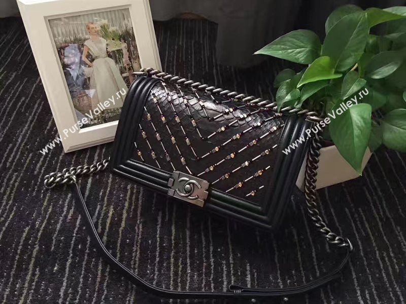 Chanel python new medium le boy handbag black bag 6235