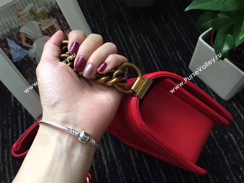 Chanel python small le boy handbag red bag 6236