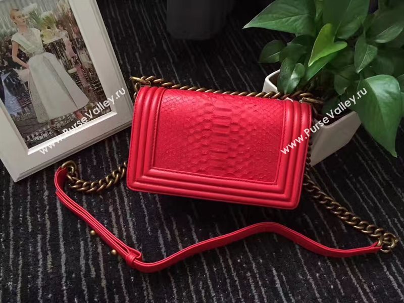 Chanel python small le boy handbag red bag 6236