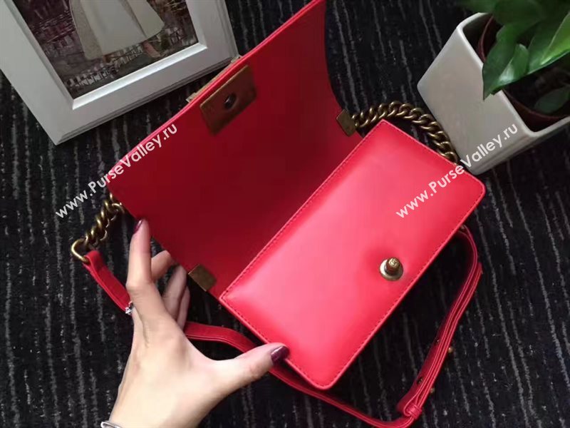 Chanel python small le boy handbag red bag 6236