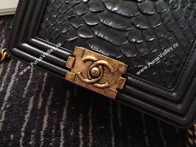 Chanel python small le boy handbag black bag 6237