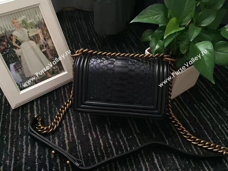 Chanel python small le boy handbag black bag 6237