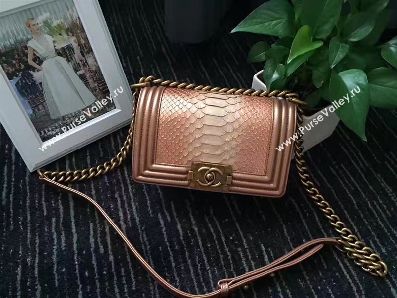 Chanel python small le boy handbag apricot bag 6238