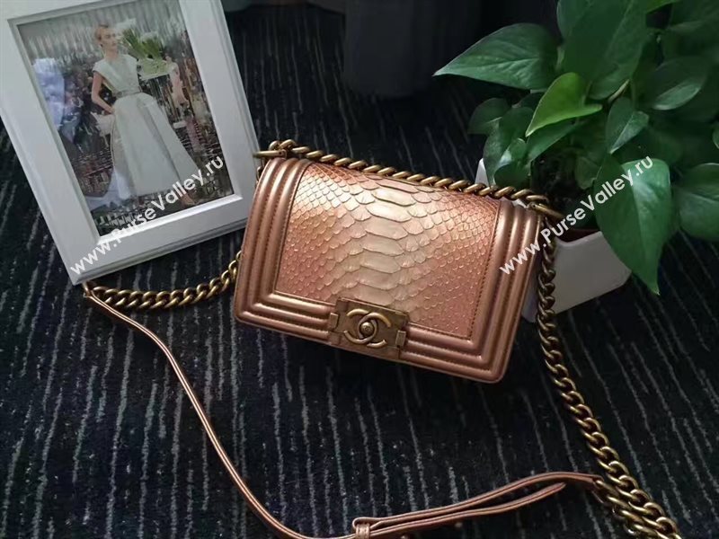 Chanel python small le boy handbag apricot bag 6238