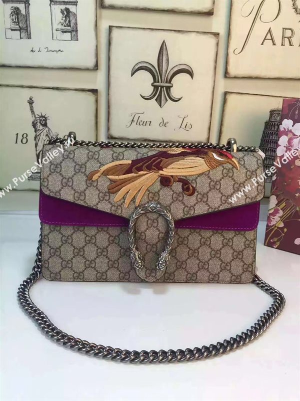 Gucci GG padlock shoulder bird gray wine v bag 6346