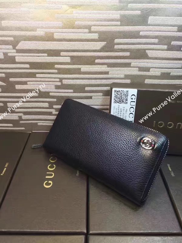 Gucci GG black wallet zipper bag 6361