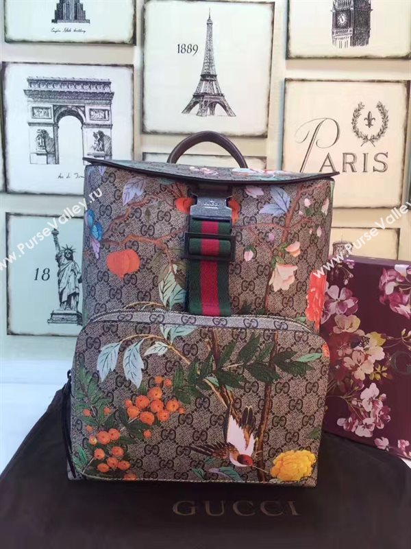 Gucci GG backpack tri color flower with bag 6366