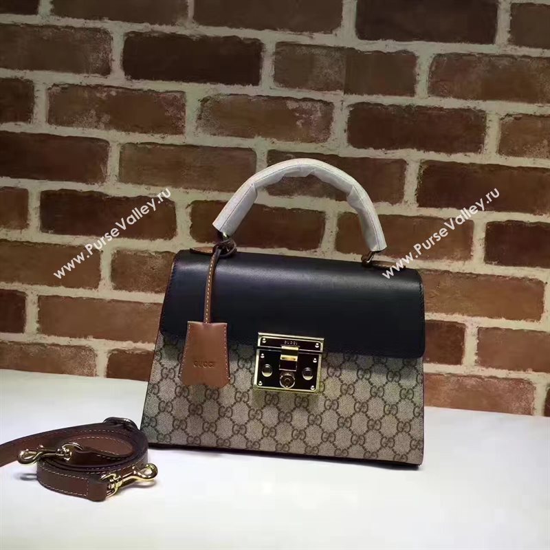 Gucci GG padlock v black flap handle top bag 6367