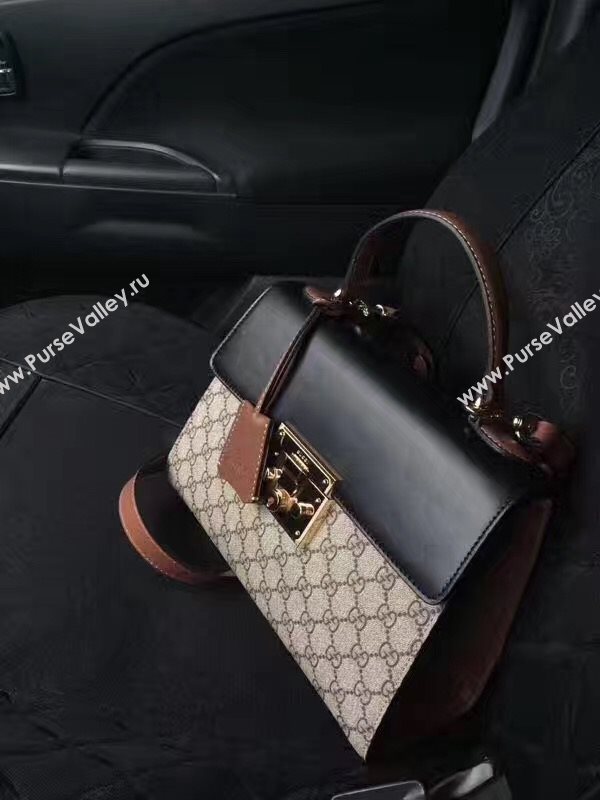 Gucci GG padlock v black flap handle top bag 6367