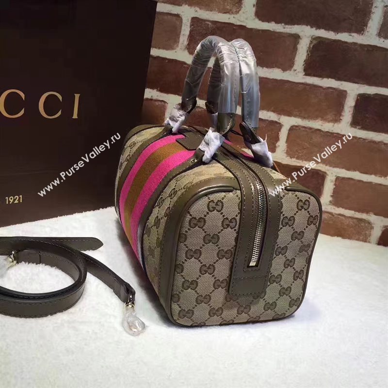 Gucci GG boston handbag gray red v bag 6370