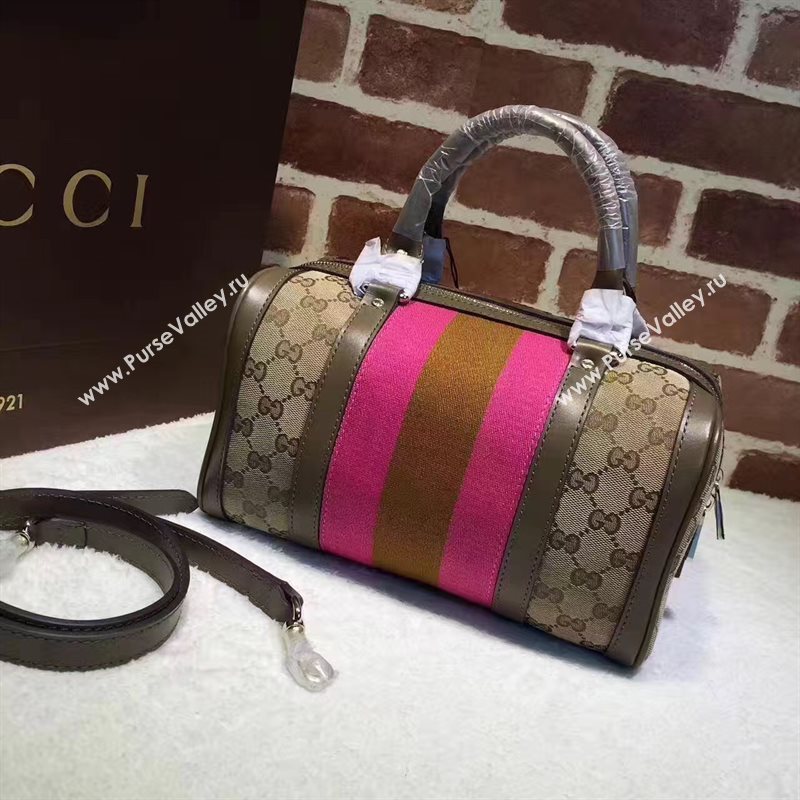 Gucci GG boston handbag gray red v bag 6370