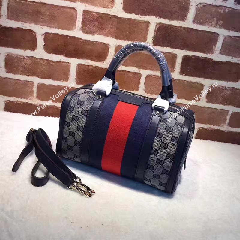 Gucci GG boston handbag gray red navy bag 6371