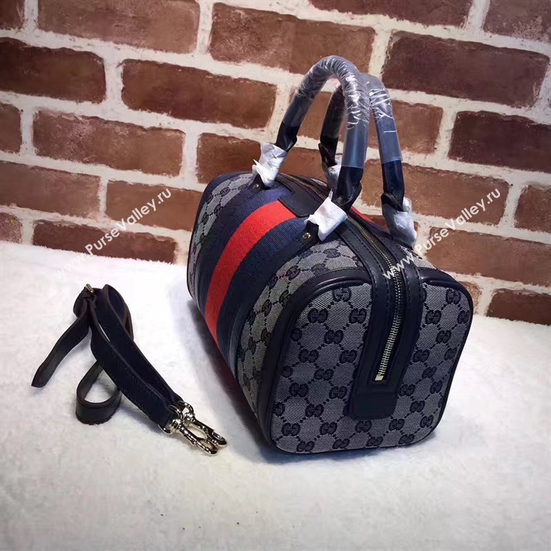 Gucci GG boston handbag gray red navy bag 6371