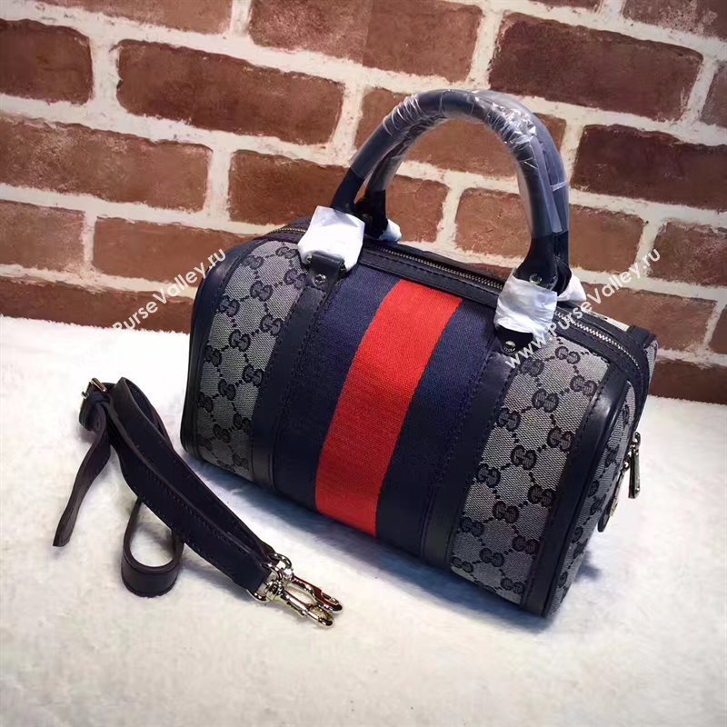 Gucci GG boston handbag gray red navy bag 6371