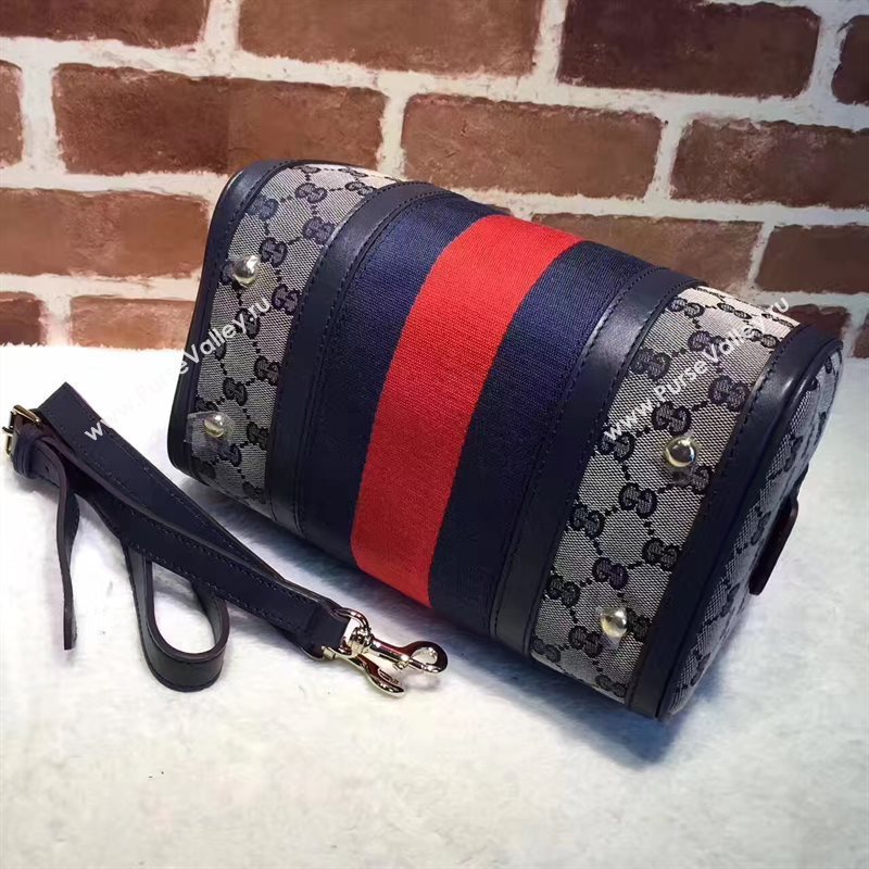 Gucci GG boston handbag gray red navy bag 6371