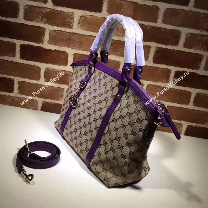 Gucci GG gray purple tote handbag shoulder bag 6381