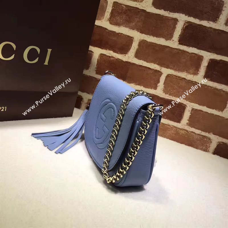 Gucci mini light blue soho shoulder tassel bag 6387