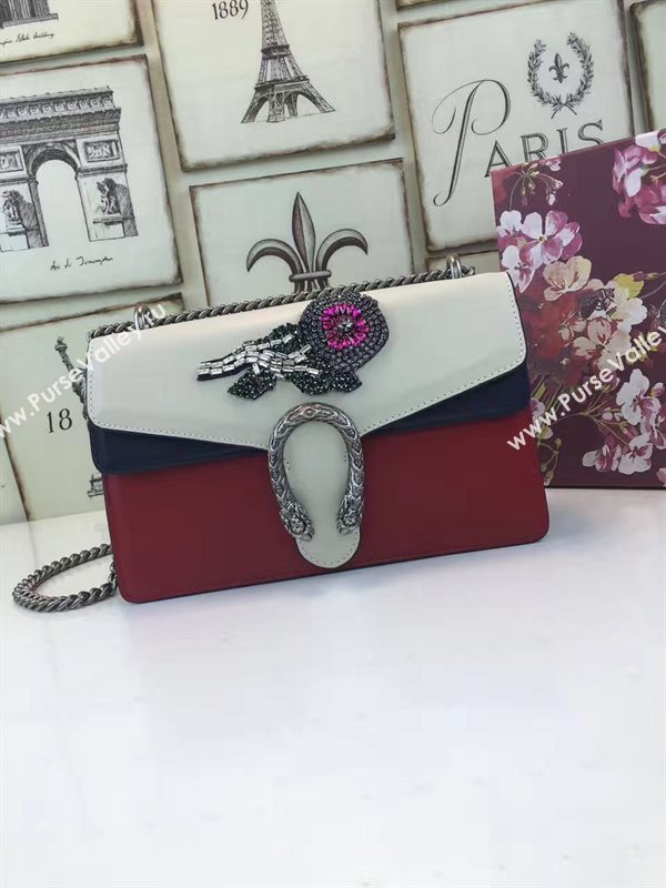 Gucci padlock diamonds cream v shoulder red bag 6398